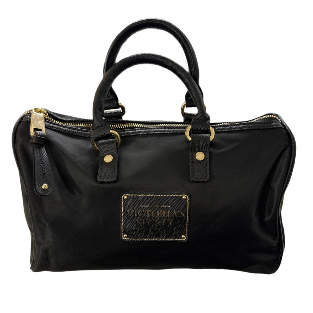 Y2K VICTORIA'S SECRET women's black/gold mini tote purse hand bag.